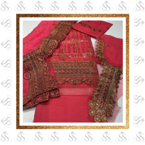 3pc Luxury Lawn - Ready To Wear Chiffon Duppatta - Small, Orange