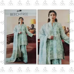 Beechtree-3pc Lawn Digital Print Bana Dora Shirt & Trouser – Digital Print Voile Dupatta