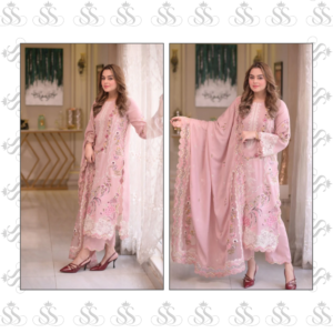 3pc Lawn Dress With Chikankari Embroidered – Ready To Wear Cotton Net Duppatta