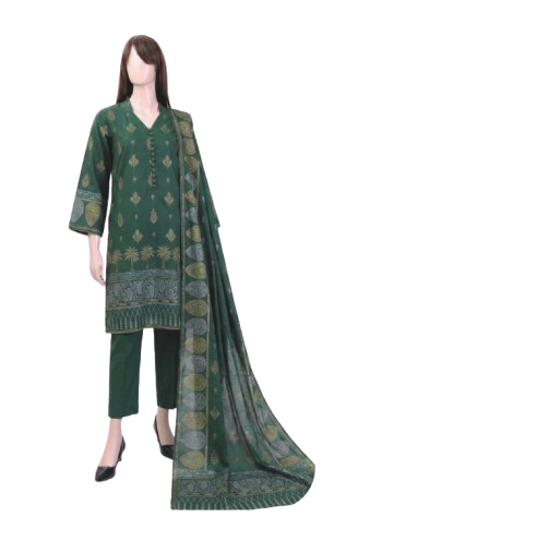 Saya-3pc Premium Dyed Jacquard Shirt & Dupatta - Premium Dyed Cambric Trouser