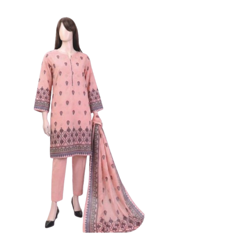 Saya-3pc Premium Dyed Jacquard Shirt & Dupatta - Premium Dyed Cambric Trouser