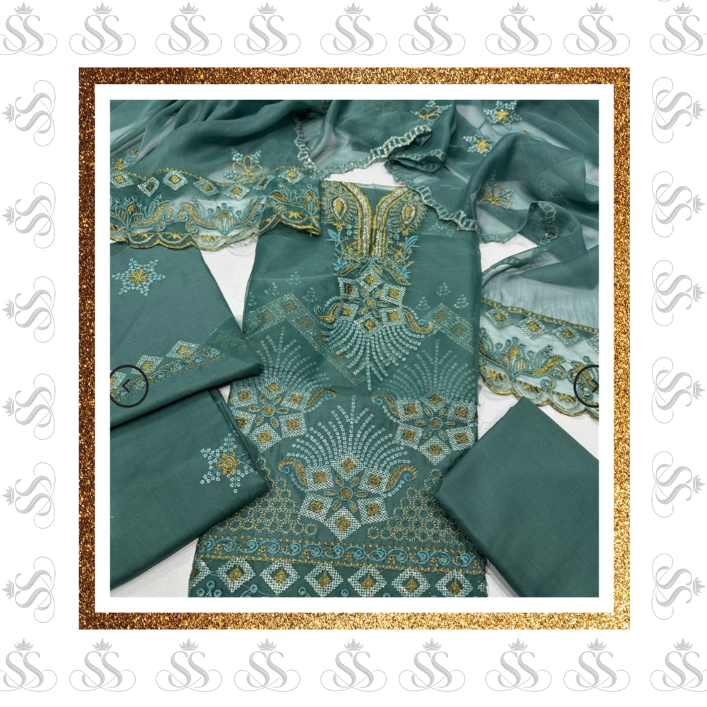 3pc Luxury Lawn - Ready To Wear Chiffon Duppatta