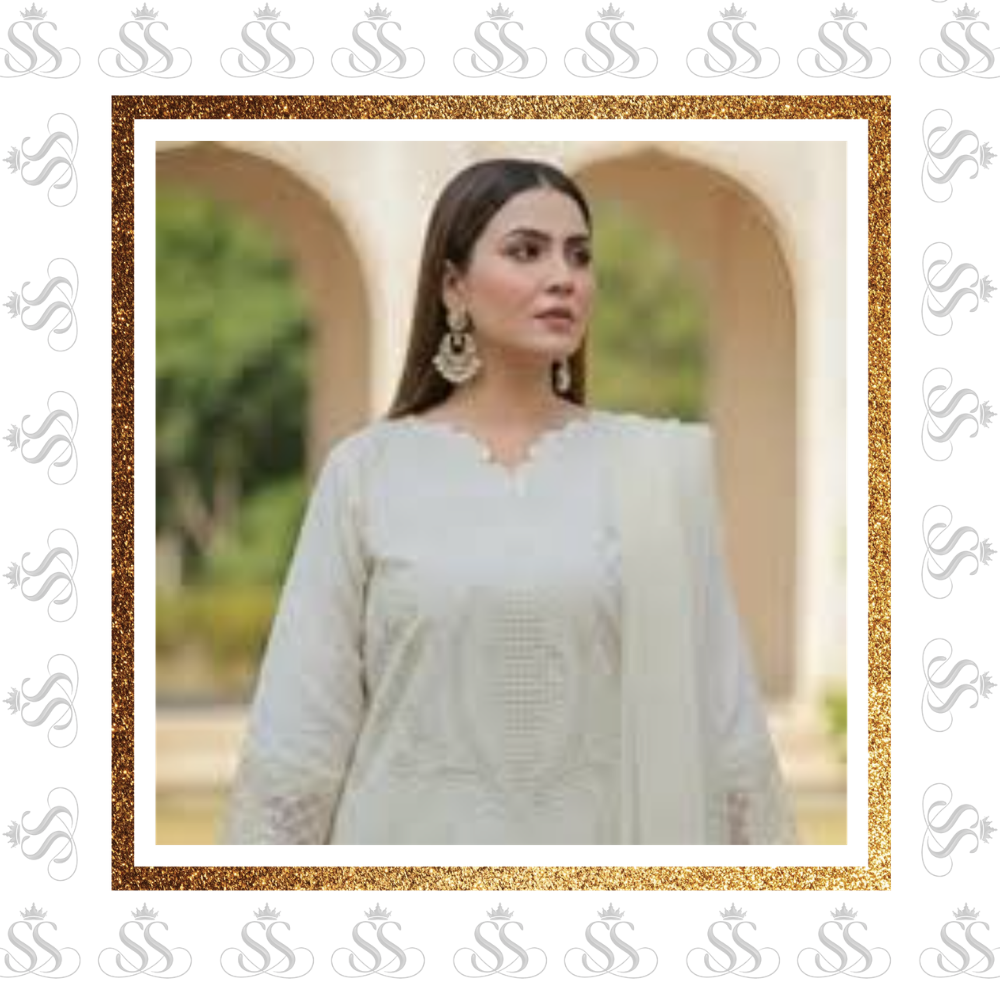 3pc Lawn Dress With Chikankari Embroidered - Ready To Wear Organza Dupatta