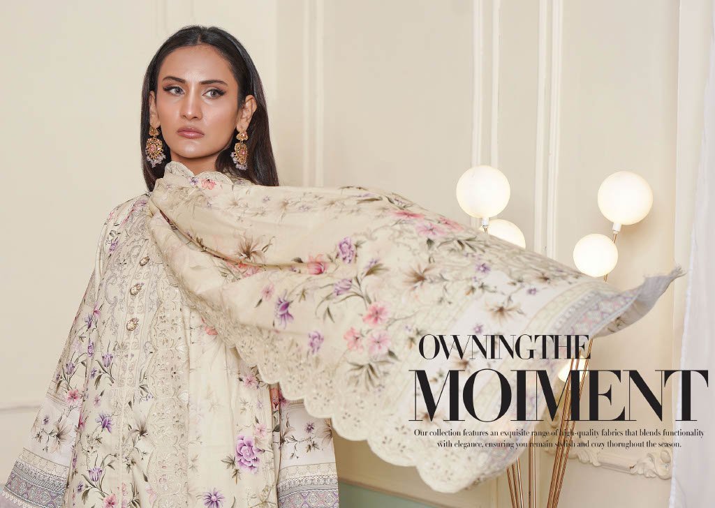 NOURA – Emerald Olive | Grace in Bloom (3PC Chikankari Lawn Suit)