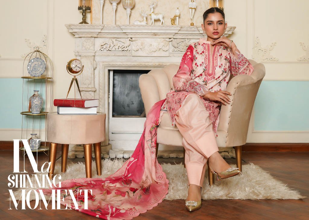 NOURA – Blush Royale Chikankari 3PC Lawn Suit