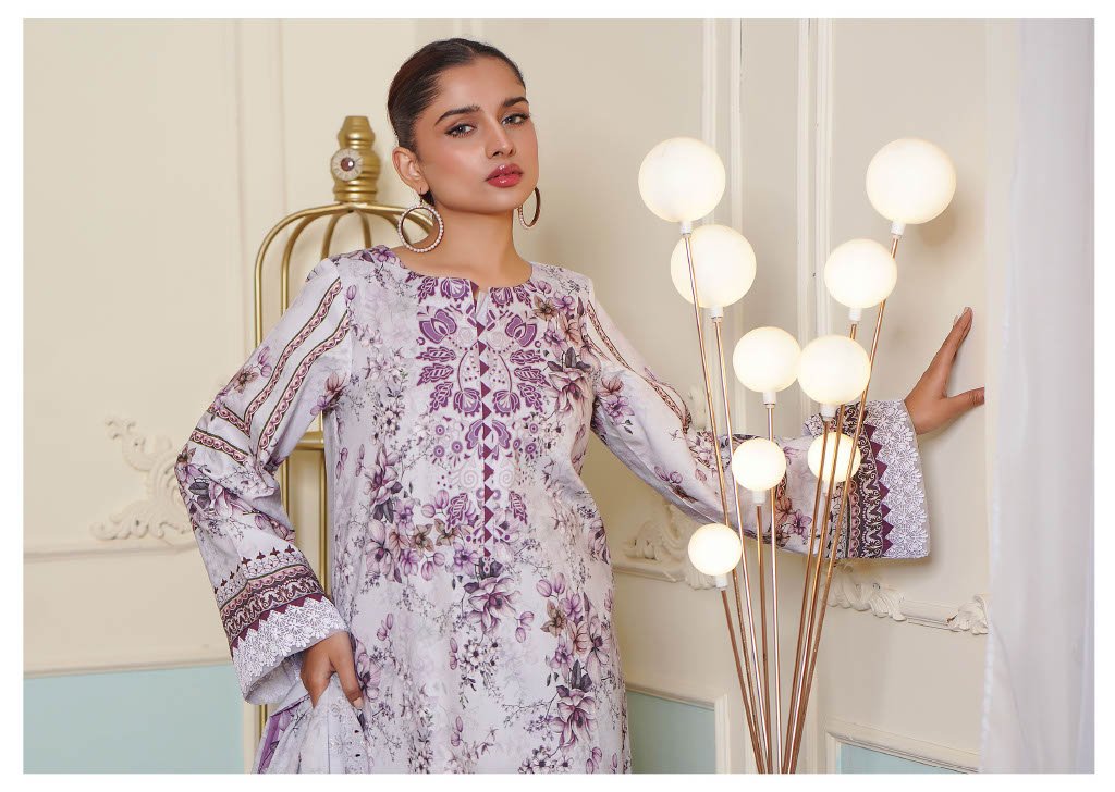 NOURA – Lavender Mist | Timeless Floral Grace (3PC Chikankari Lawn Suit)