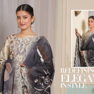 NOURA – Smoky Pearl | Redefined Elegance (3PC Chikankari Lawn Suit)