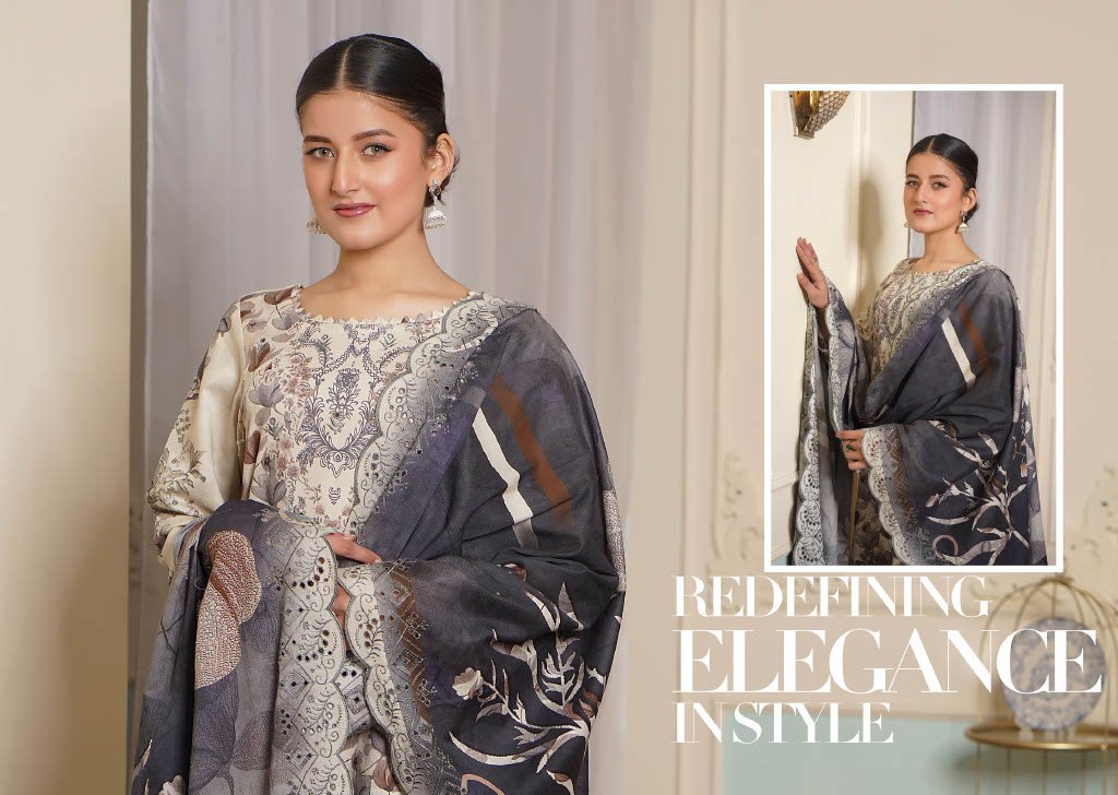 NOURA – Smoky Pearl | Redefined Elegance (3PC Chikankari Lawn Suit)