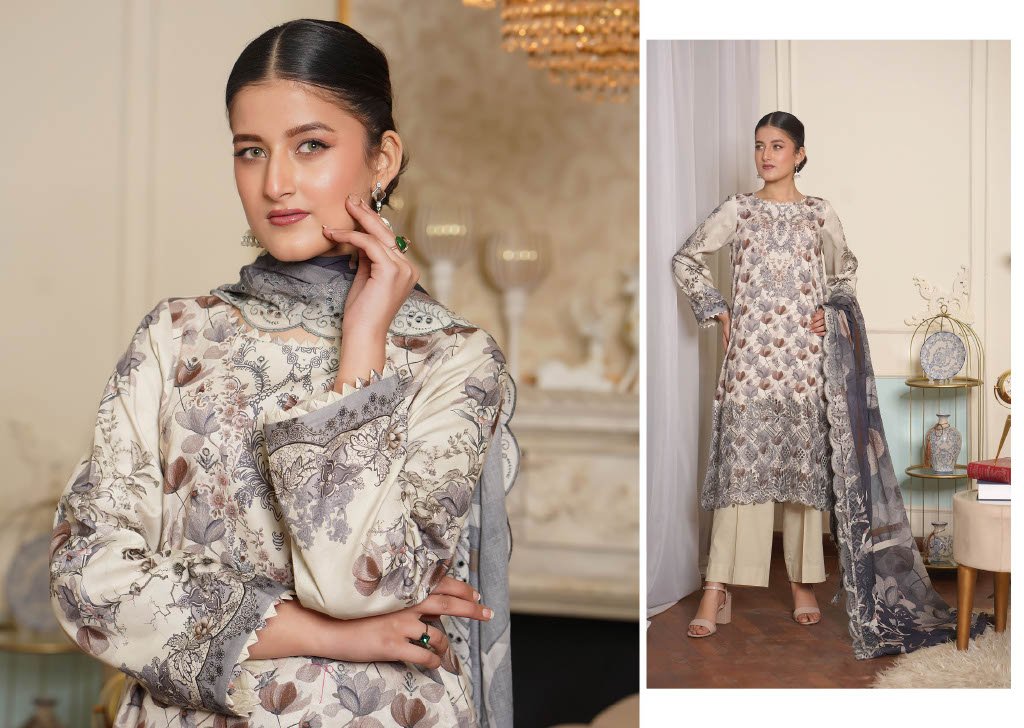 NOURA – Smoky Pearl | Redefined Elegance (3PC Chikankari Lawn Suit)