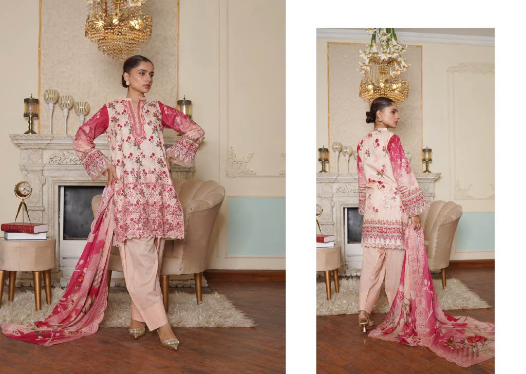 NOURA – Blush Royale Chikankari 3PC Lawn Suit