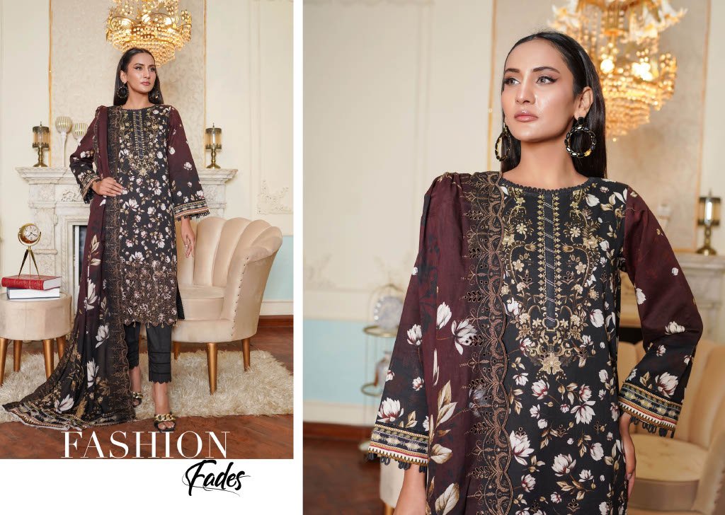 NOURA – Midnight Noir Chikankari 3PC Lawn Suit