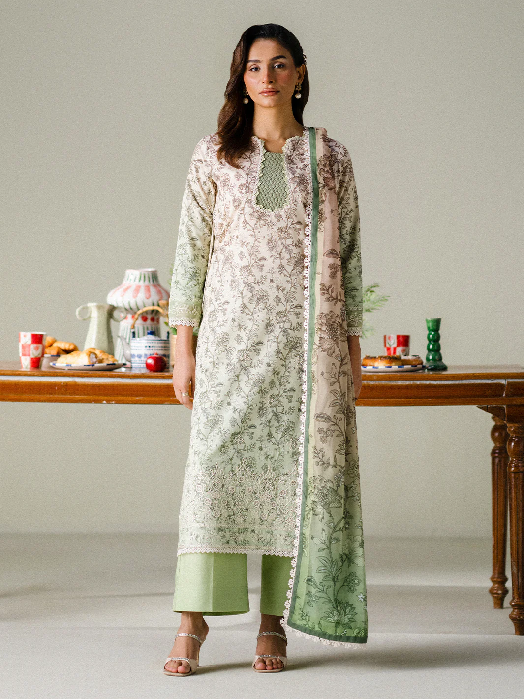 Faiza Faisal - Sage Whisper 3PC Unstitched Printed Lawn Suit