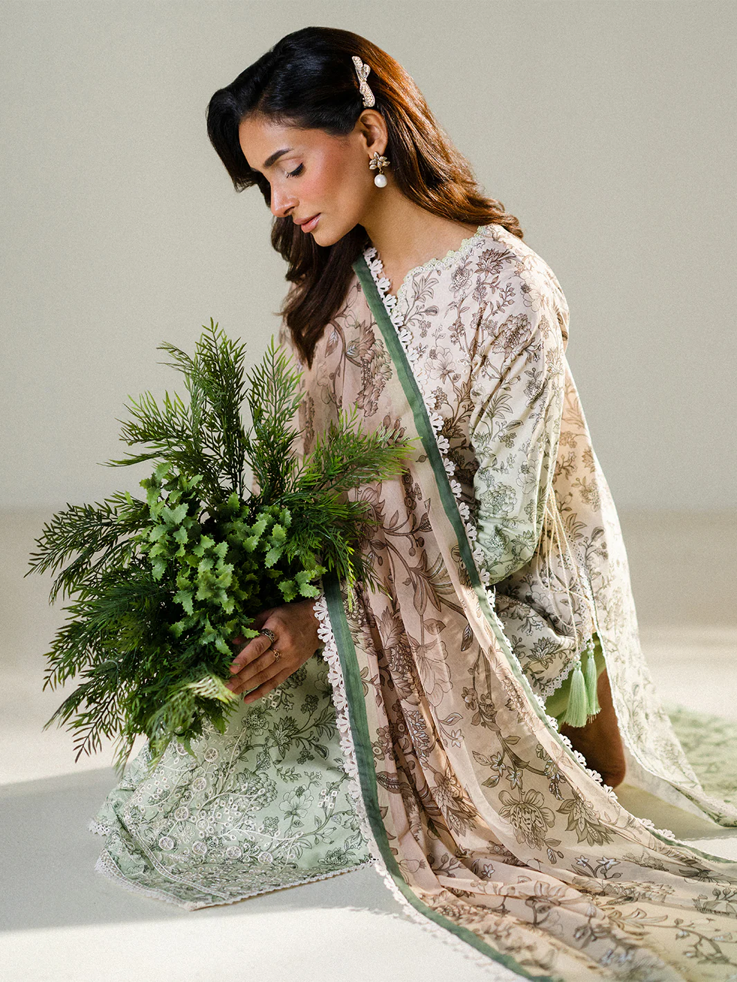 Faiza Faisal - Sage Whisper 3PC Unstitched Printed Lawn Suit