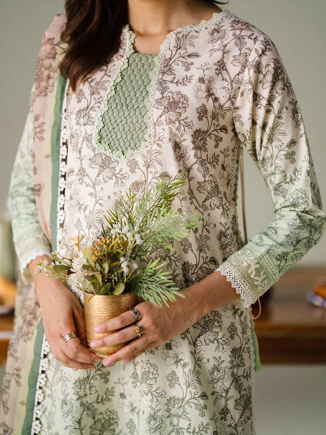 Faiza Faisal - Sage Whisper 3PC Unstitched Printed Lawn Suit