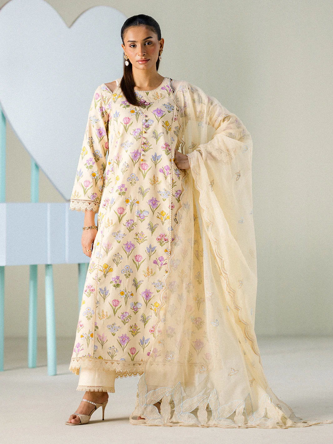 Faiza Faisal - Buttercup Bloom 3PC Unstitched Printed Lawn Suit