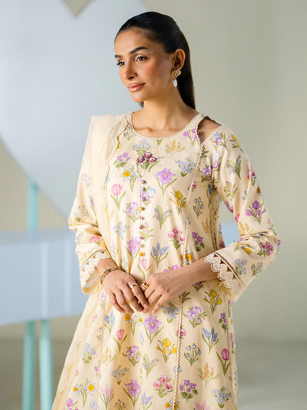 Faiza Faisal - Buttercup Bloom 3PC Unstitched Printed Lawn Suit