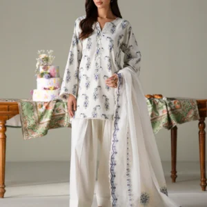 Faiza Faisal – IVORY PETALS 3PC Unstitched Printed Lawn Suit