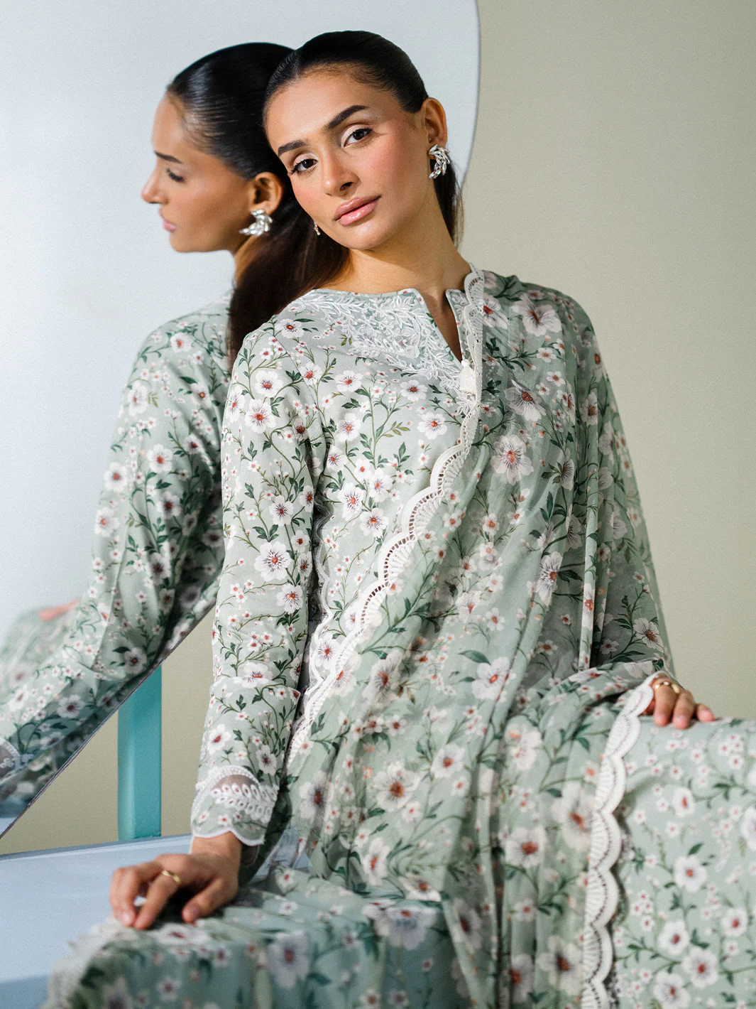 Faiza Faisal - MINT MUSE 3PC Unstitched Printed Lawn Suit