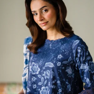 Faiza Faisal – Midnight Meadow 3PC Unstitched Printed Lawn Suit