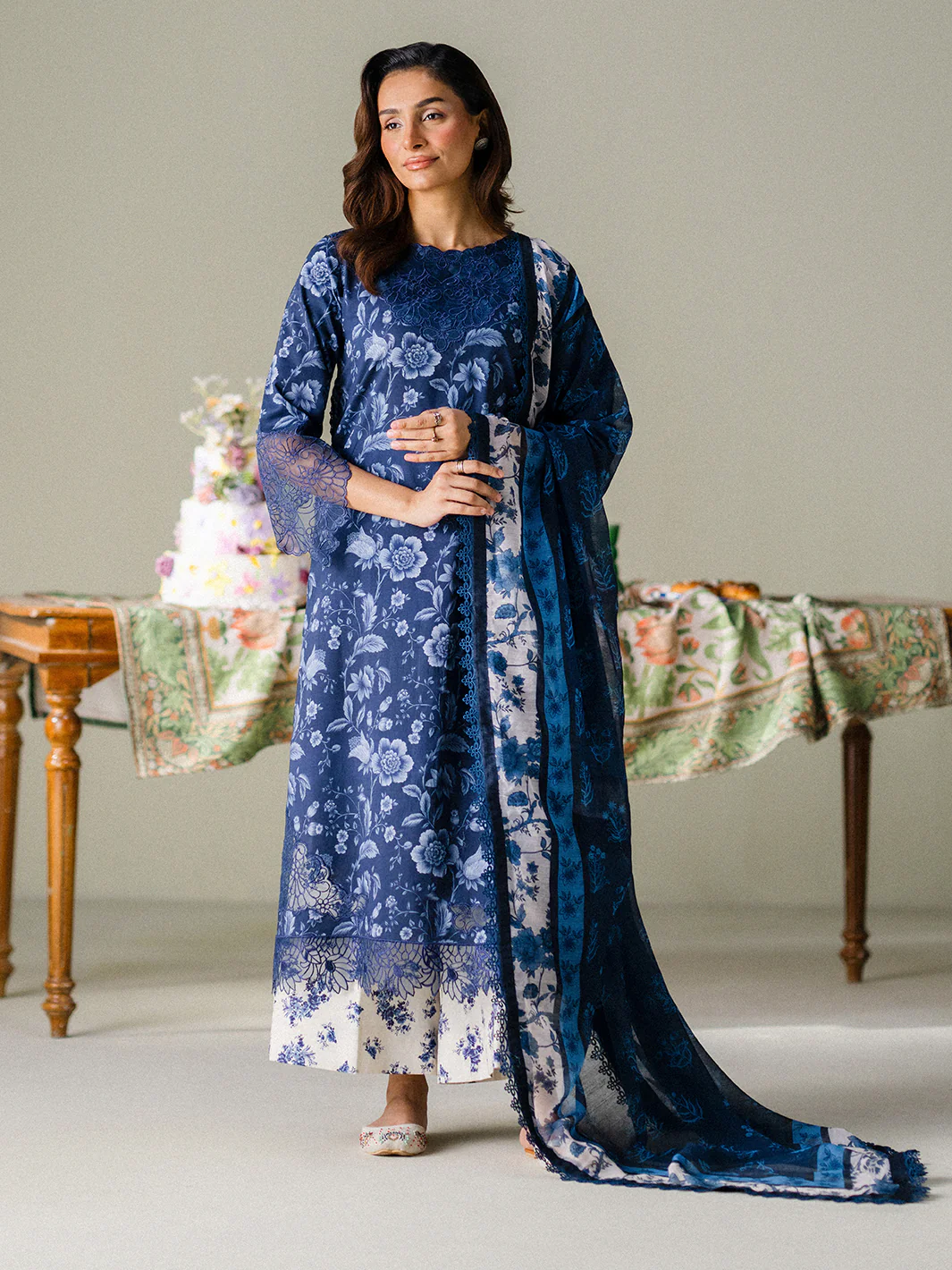 Faiza Faisal - Midnight Meadow 3PC Unstitched Printed Lawn Suit