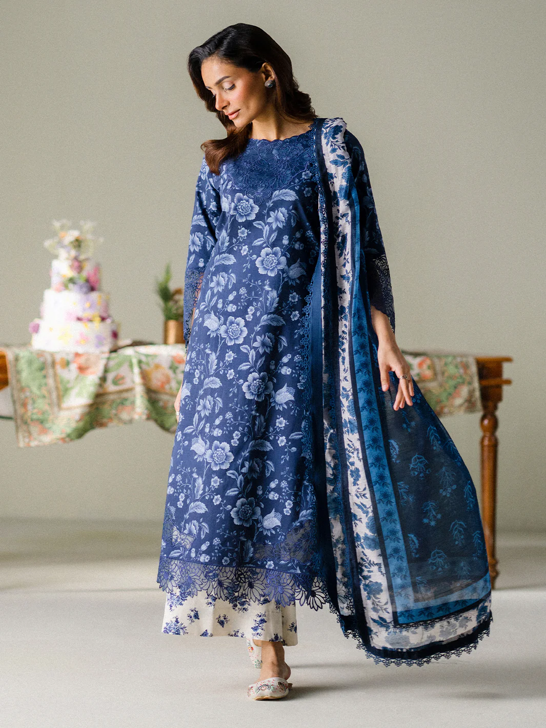 Faiza Faisal - Midnight Meadow 3PC Unstitched Printed Lawn Suit
