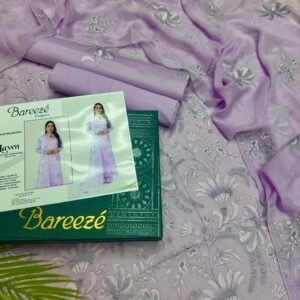 Bareeze Designer Embroidered Lawn Suit 4 Piece Unstitched – Lilac