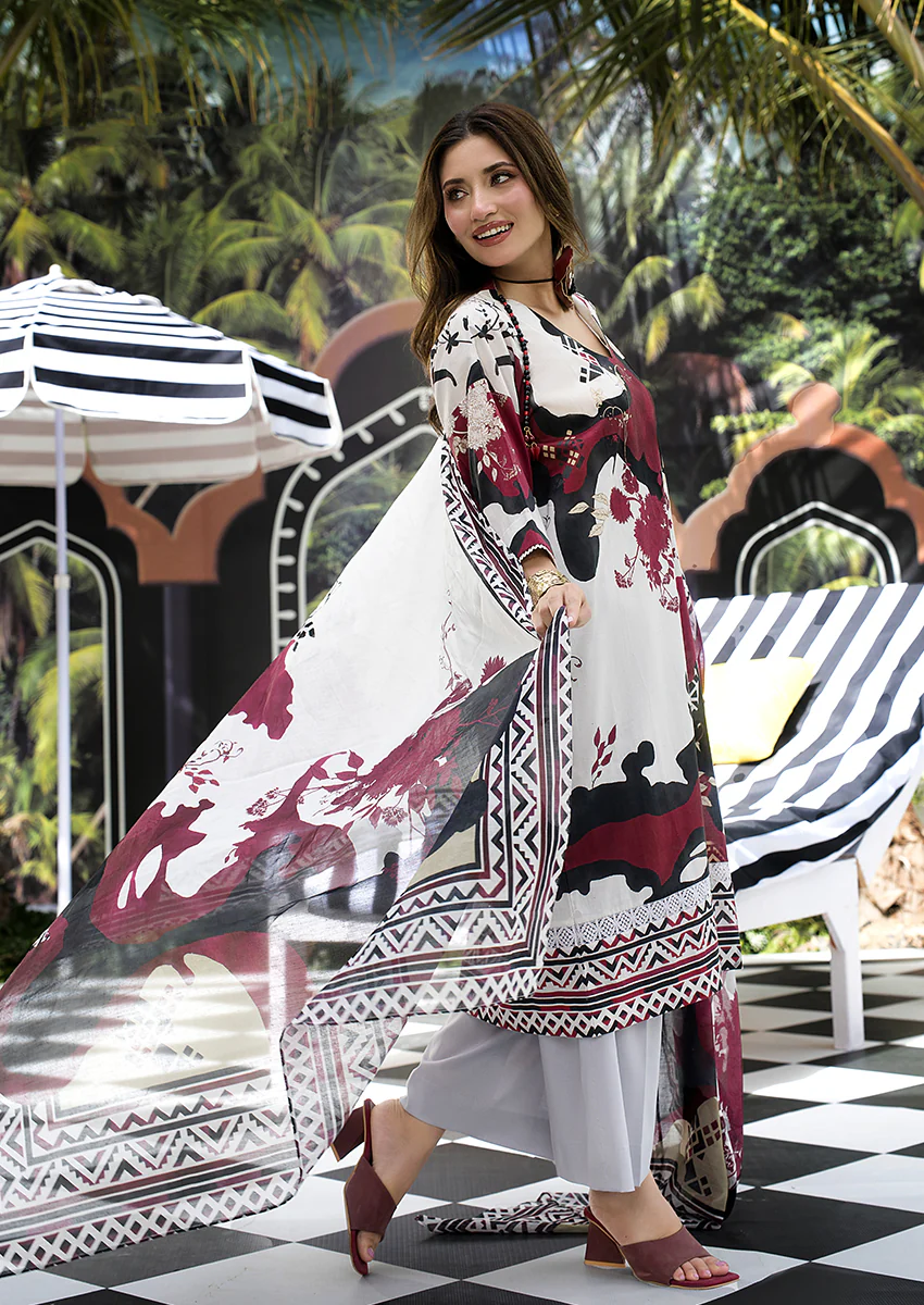 Ayesha Ibrahim - Chandni Pop 3PC Unstitched Printed Lawn Suit
