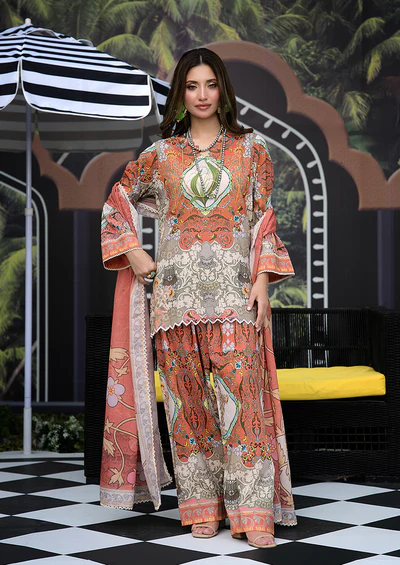 Ayesha Ibrahim - Coral Chand 3PC Unstitched Printed Lawn Suit