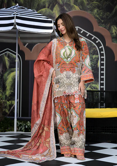 Ayesha Ibrahim - Coral Chand 3PC Unstitched Printed Lawn Suit