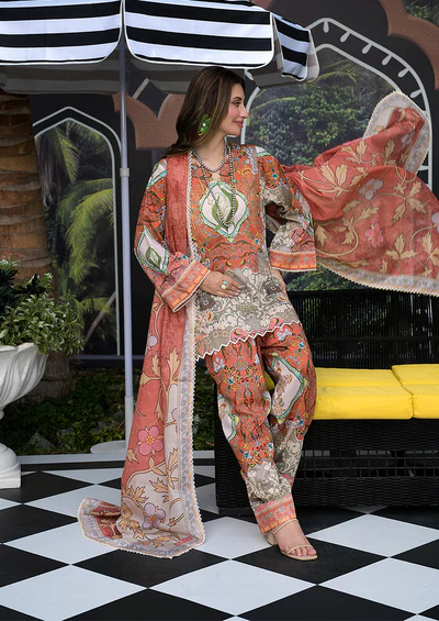 Ayesha Ibrahim - Coral Chand 3PC Unstitched Printed Lawn Suit