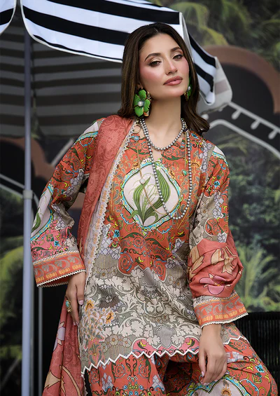 Ayesha Ibrahim - Coral Chand 3PC Unstitched Printed Lawn Suit