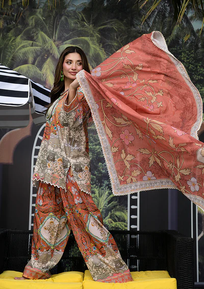 Ayesha Ibrahim - Coral Chand 3PC Unstitched Printed Lawn Suit