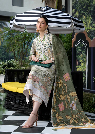 Ayesha Ibrahim - Mint Mehro 3PC Unstitched Printed Lawn Suit