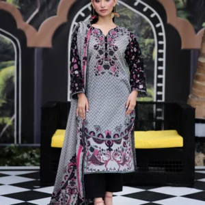 Ayesha Ibrahim – Silver Mehar – 3PC Unstitched Printed Lawn Suit