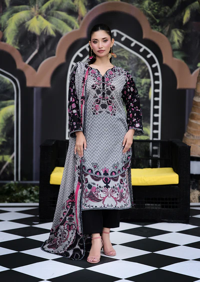 Ayesha Ibrahim -  Silver Mehar - 3PC Unstitched Printed Lawn Suit